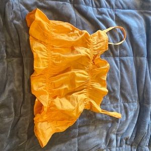 Orange rushed crop tank top